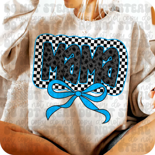 Mamma Glitter B/W Bow Blue TShirt