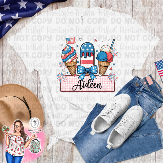 Personalized Girl 4th of July Sweets TShirt