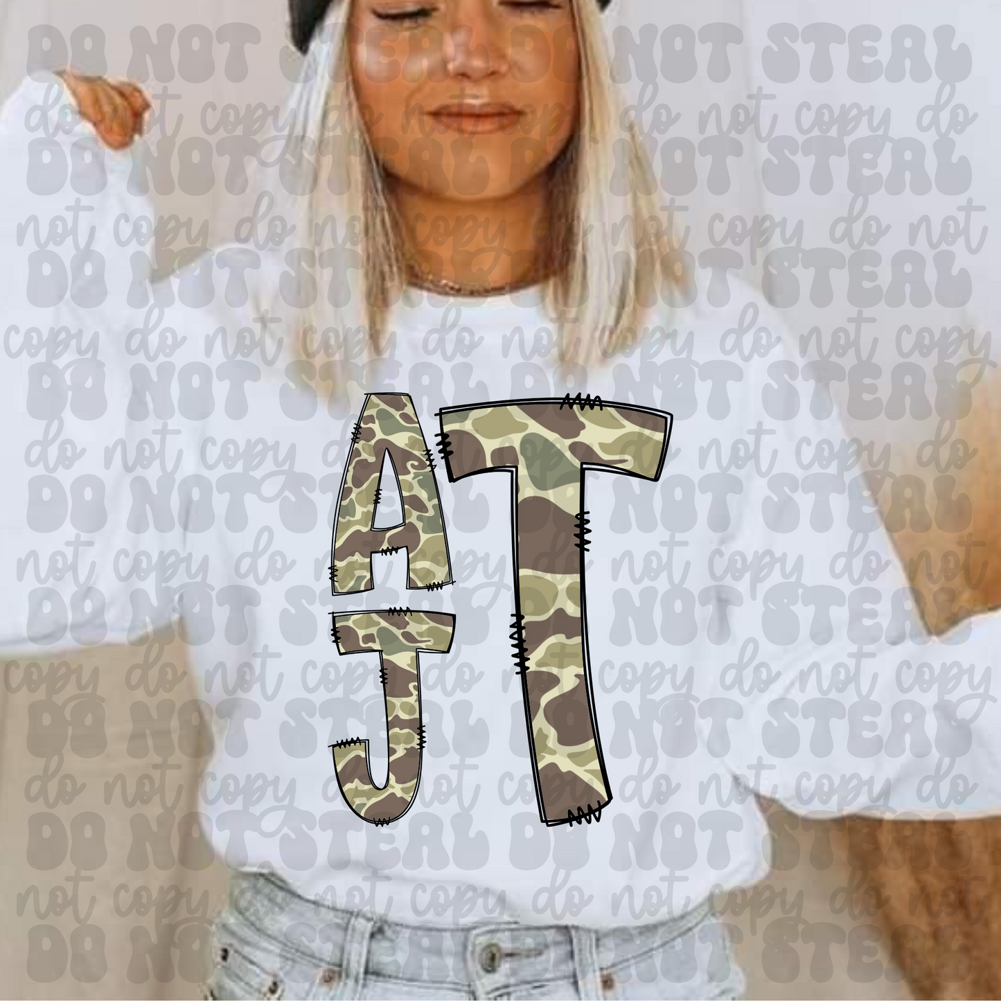Camo Stacked Initials TShirt