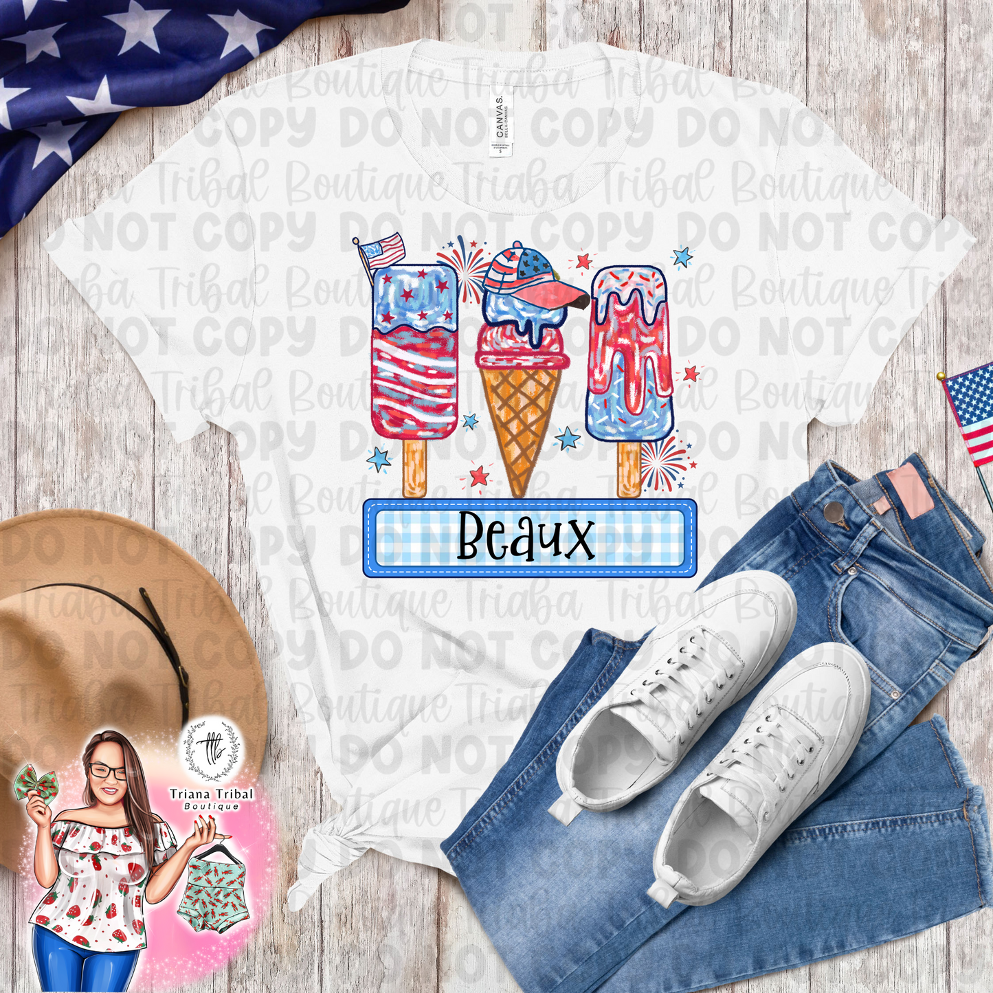 Personalized Boy 4th Ice Cream TShirt