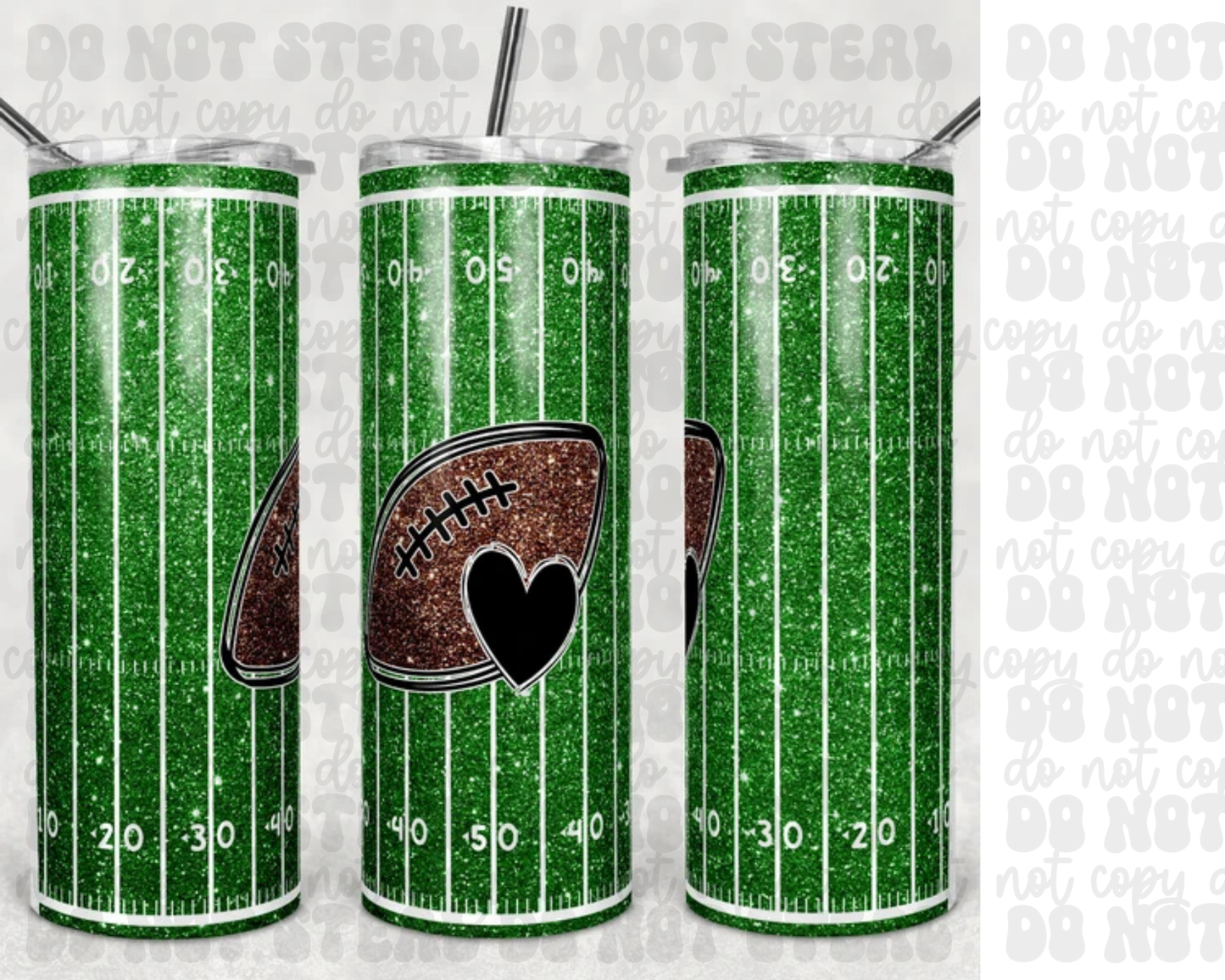 20oz Glitter Football Field Tumbler