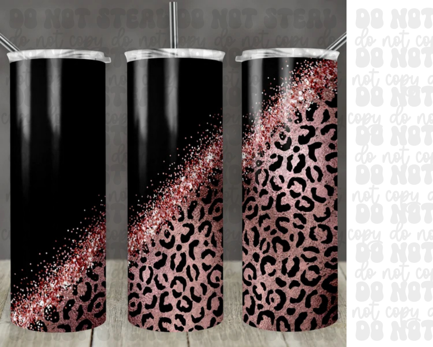 20oz Black/Pink Leopard Tumbler