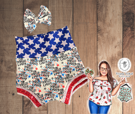 0-3M Stars & Stripes w/Bow - RTS