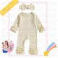 Long Sleeves Icing Ruffle Romper Outfit with Bow