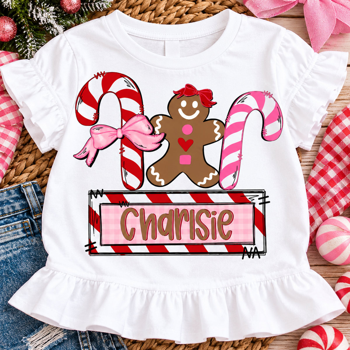 Festive Gingerbread Girl Holiday Tee