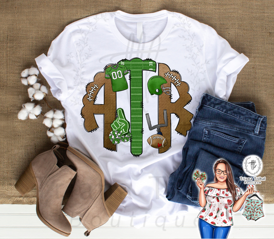 Green Football Monogram TShirt