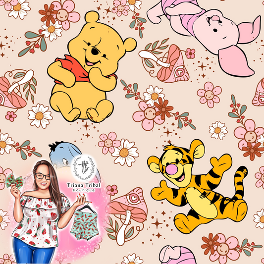 Bear Pooh Spring Flowers