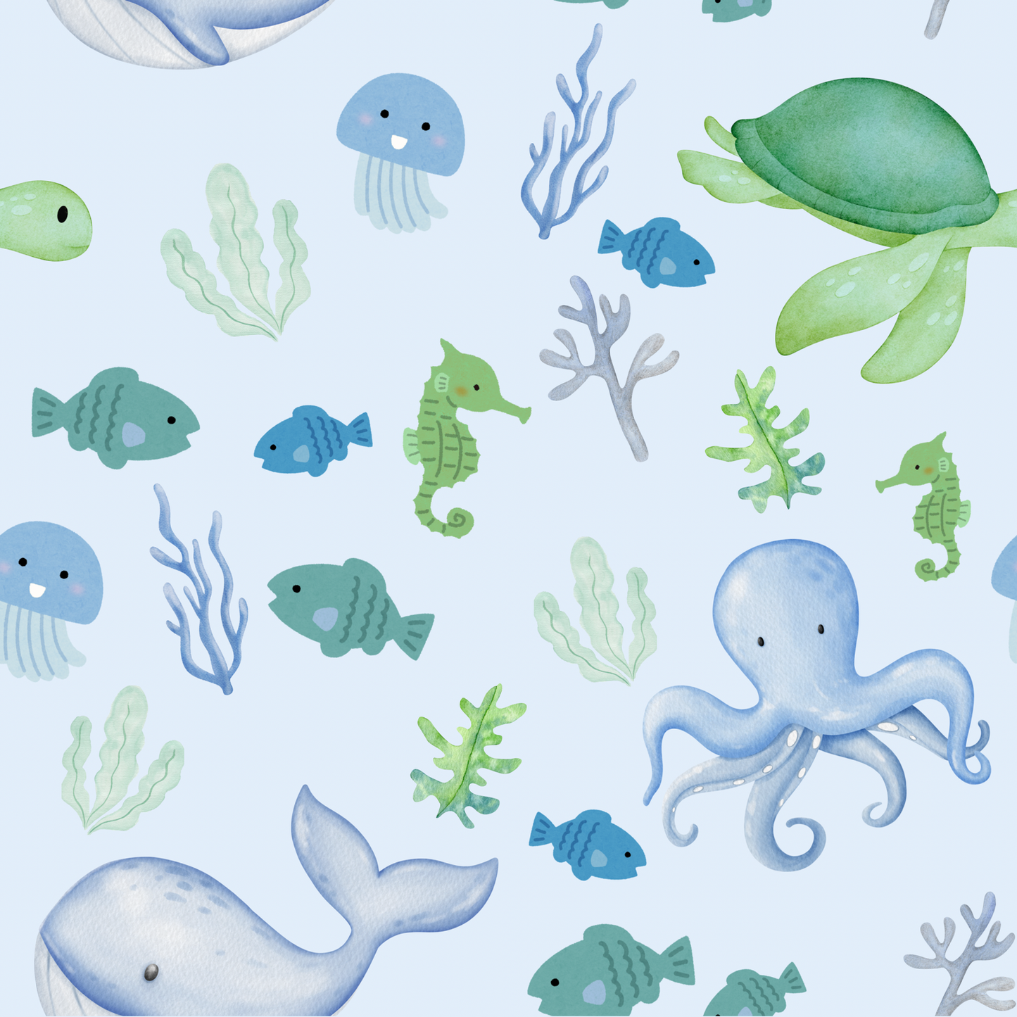 Blue Under the Sea Animals